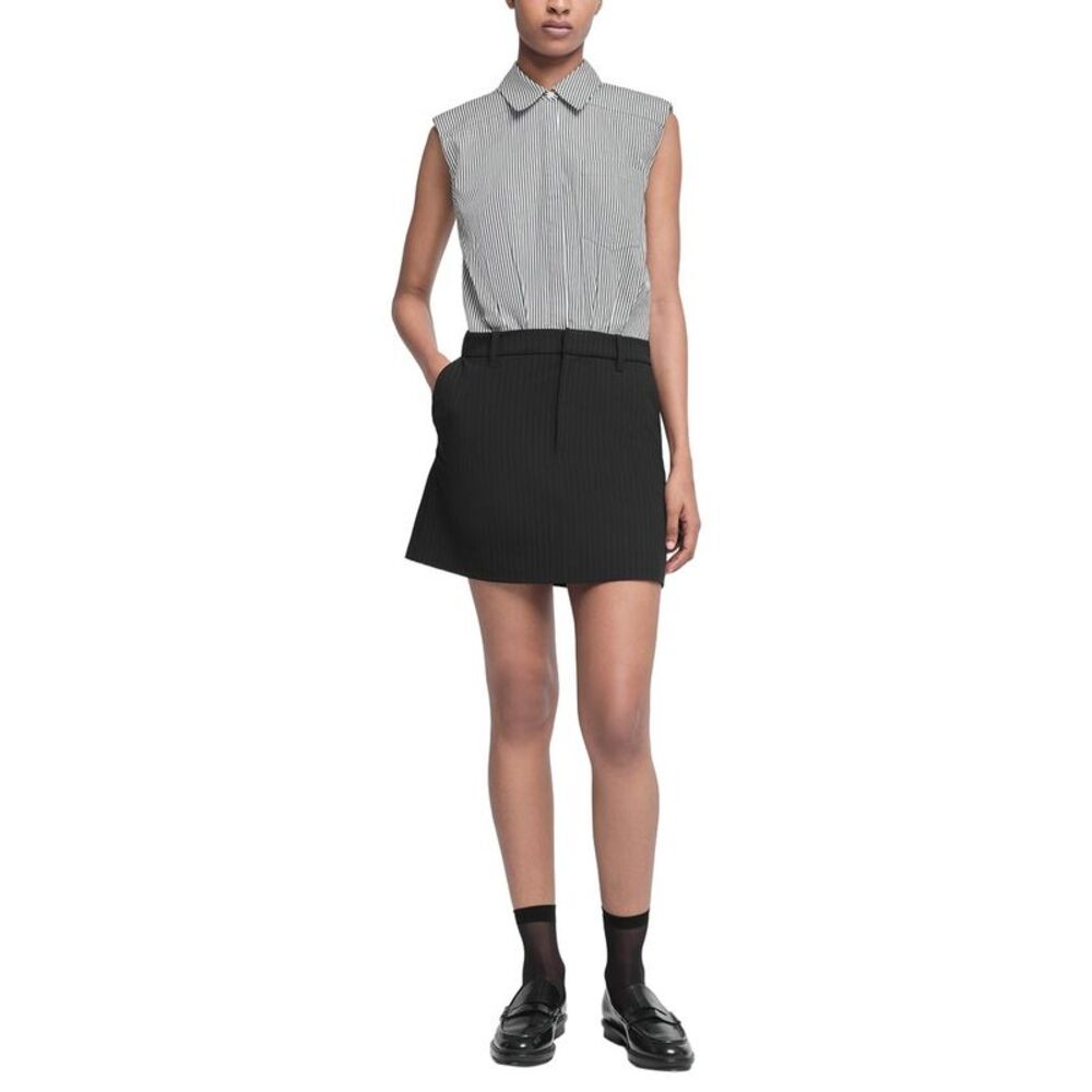 Simkhai Womens  Graham Shirting Combo Mini Dress, Black